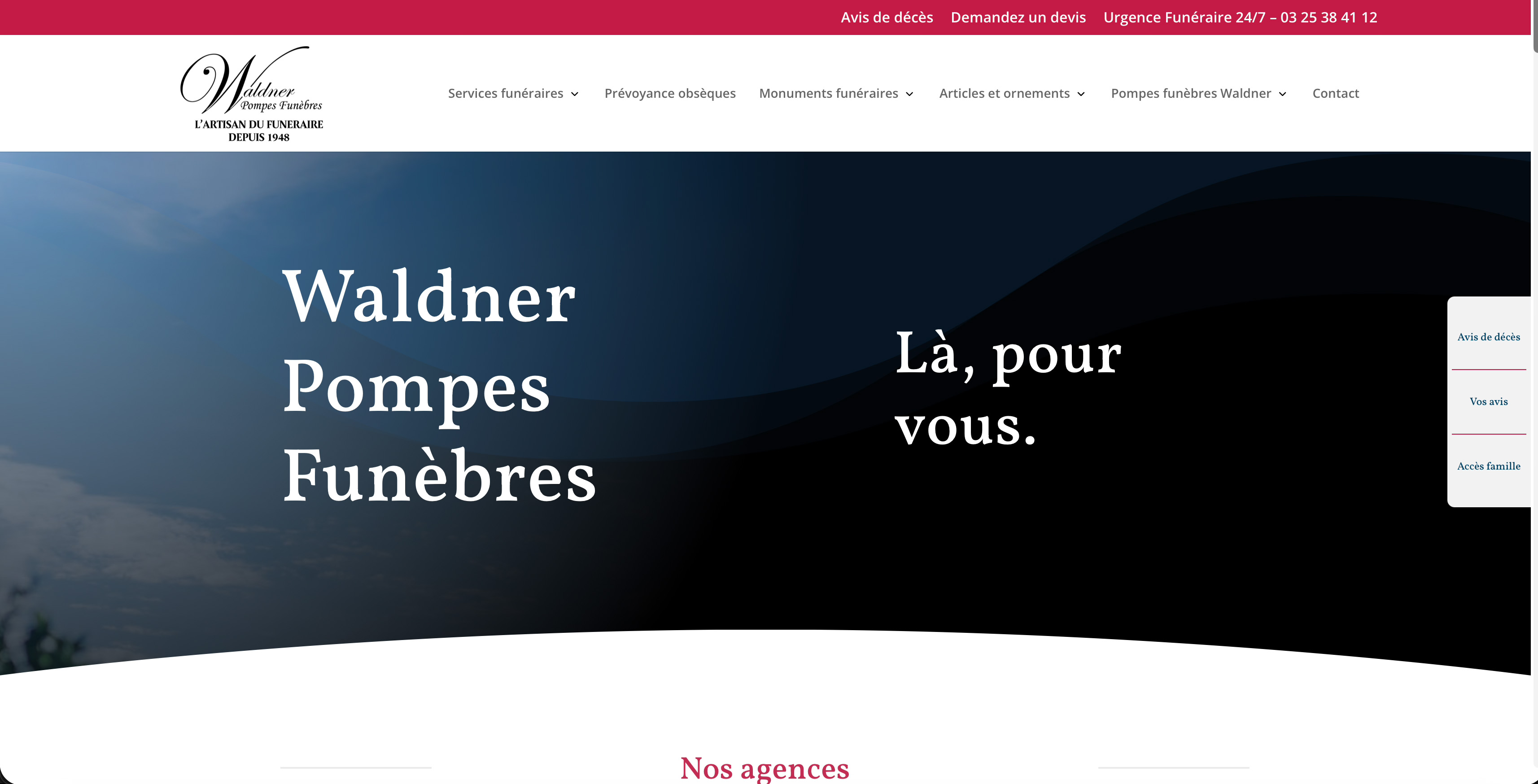 Refonte site web Waldner Pompes Funèbres par Wakoo Webdesign Worker